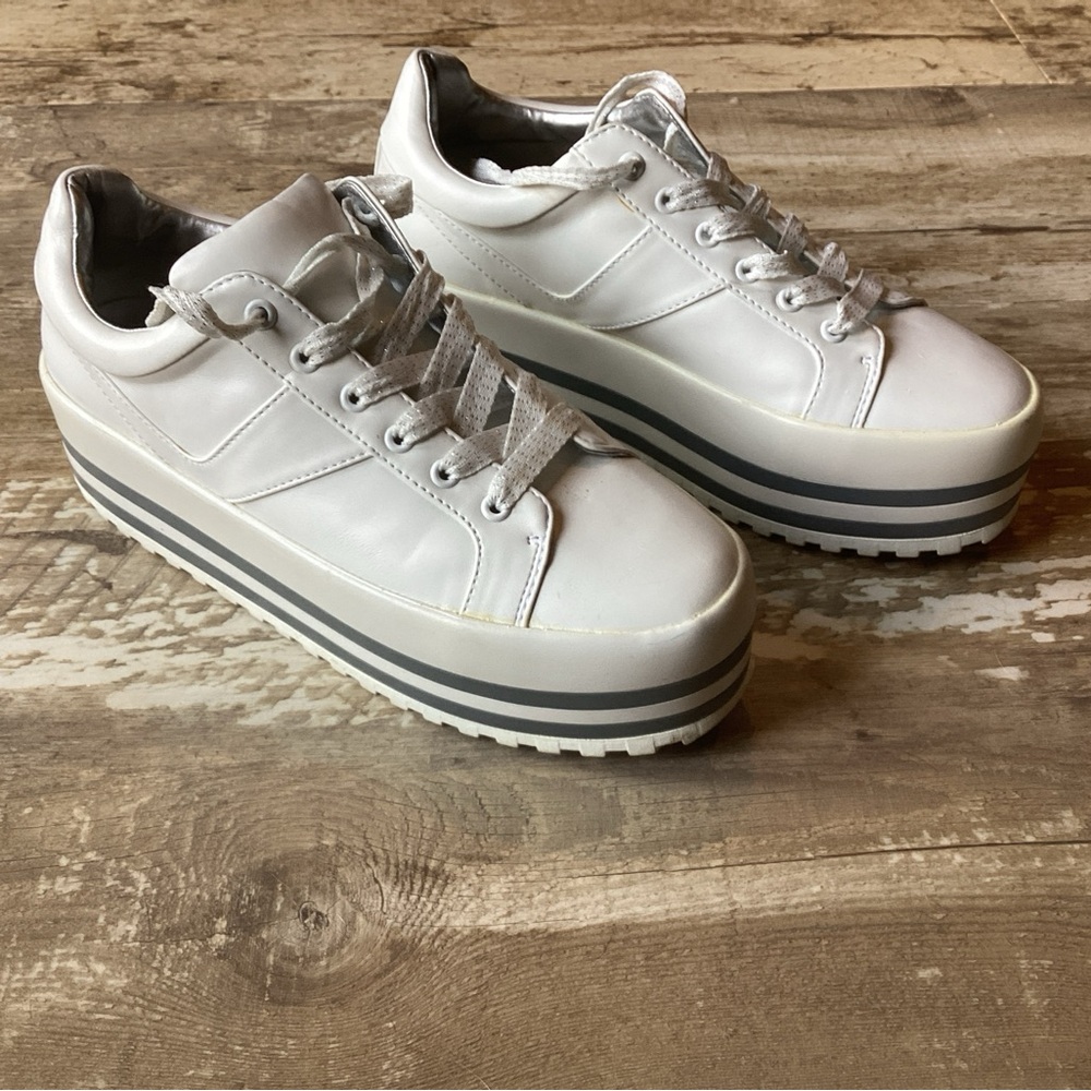 ZARA White Gray Fashion Platform Sneakers Women’s 9US 40EU